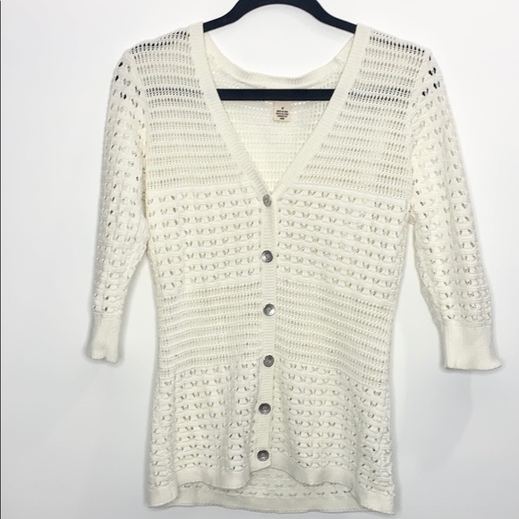 Dkny Sweaters - DKNY Jeans crochet like sweater white